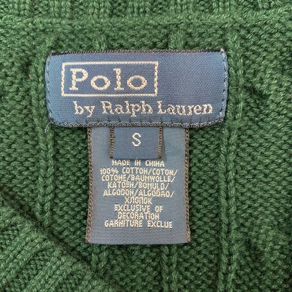 Polo Ralph Lauren Cable Knit Green Sweater Vest - Picture 3 of 4